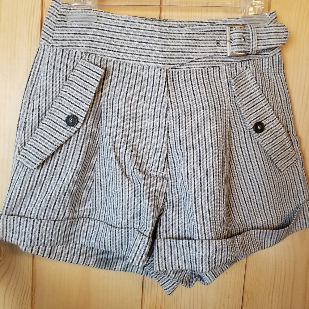 Vanessa Bruno Tobby Safari Inspired Cotton Linen Blend Striped Shorts - Picture 2 of 14
